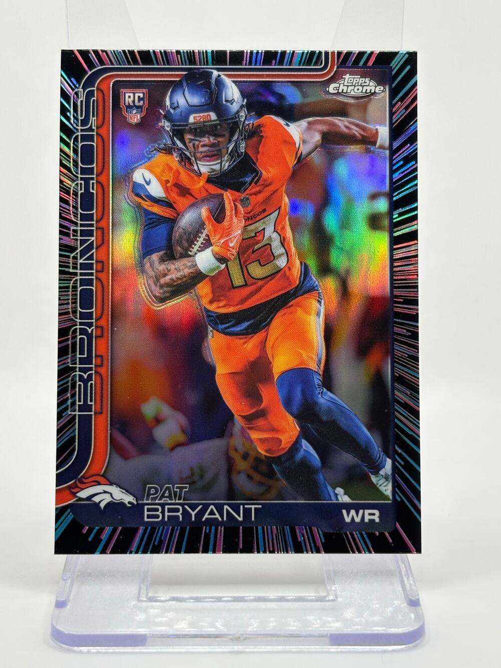 2025 Topps Chrome Pat Bryant Rookie Neon Pulse Refractor SP Denver Broncos RC
